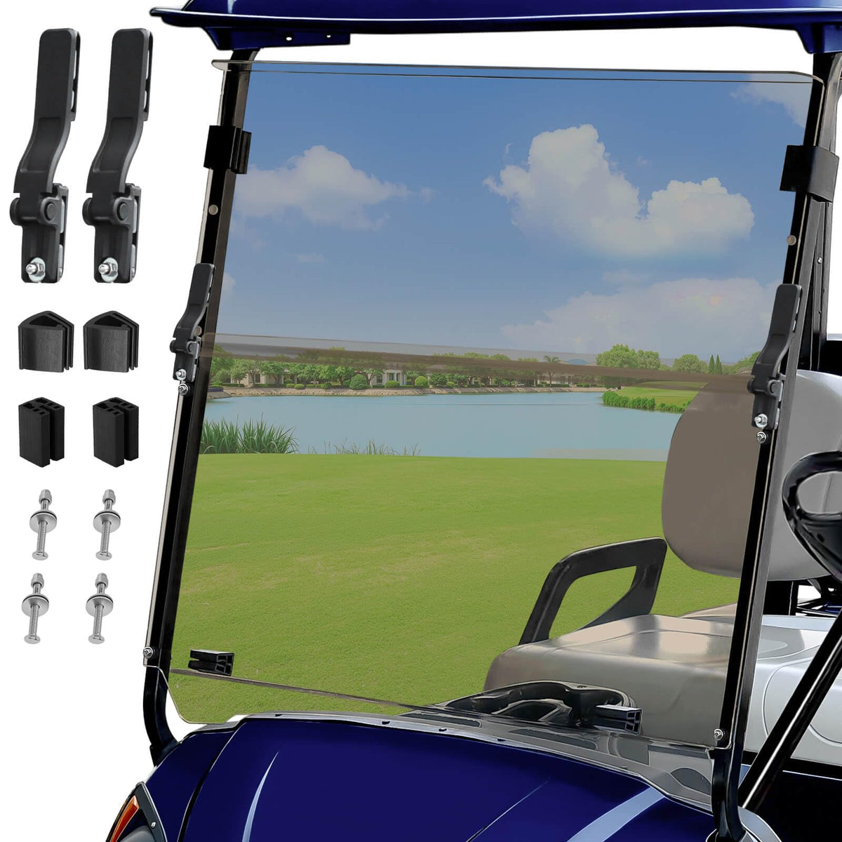LEAPGOMAX Yamaha G29 windshield folded for space-saving use and protection