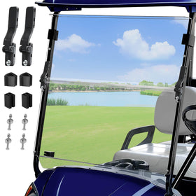 LEAPGOMAX Yamaha G29 windshield front view highlights durable 5mm PC construction for impact resistance.