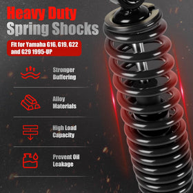 LEAPGOMAX Yamaha golf cart rear shock closeup highlights heavy-duty coil design