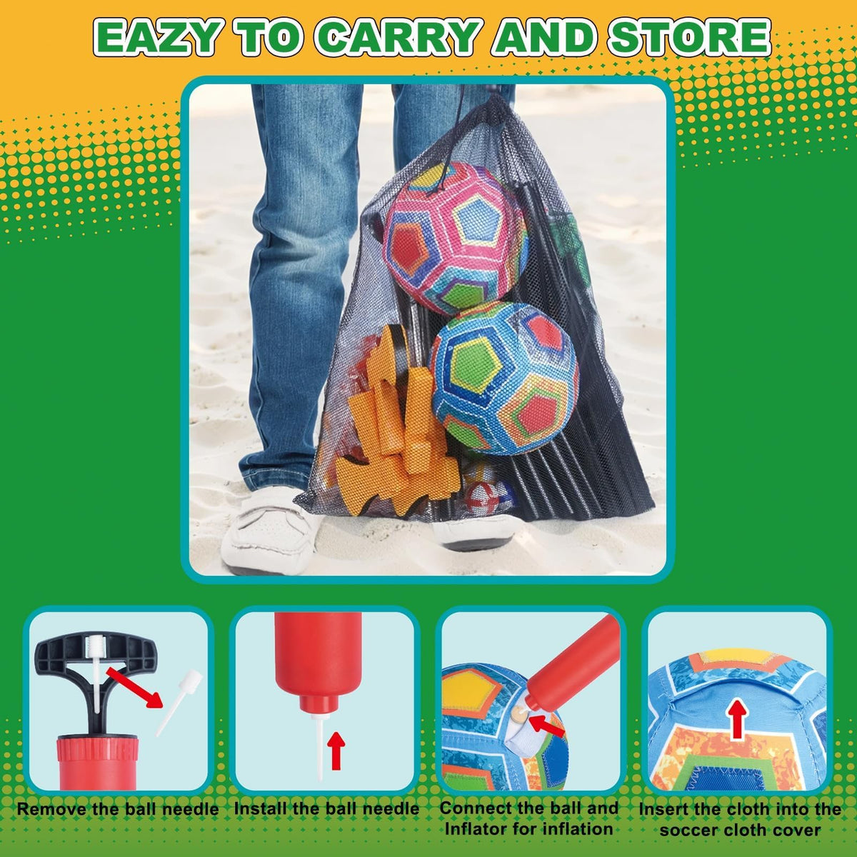 Learn2M portable storage bag makes cleanup quick and easy.
