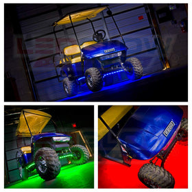 LEDGlow 24-inch flexible underbody tubes conform to the cart's underside