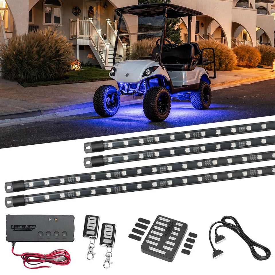 LEDGlow 28-inch blue underbody tube for vivid cart glow and visibility