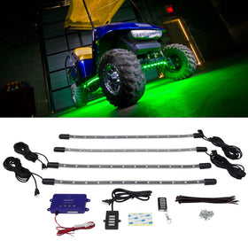 LEDGlow 4pc million color underbody tubes illuminate golf cart for vibrant undercar lighting