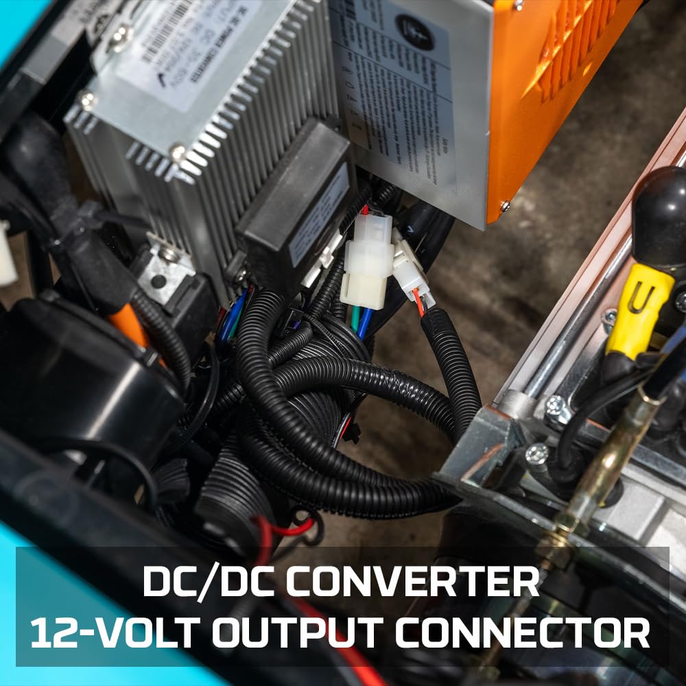 LEDGlow add-on power harness for Evolution D5 — installed under cart with clean wiring.