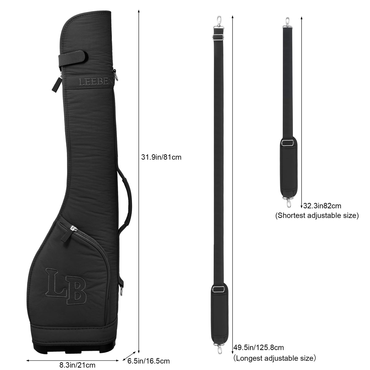Lee Benedict Golf bag adjustable strap offers versatile carrying options during walks.