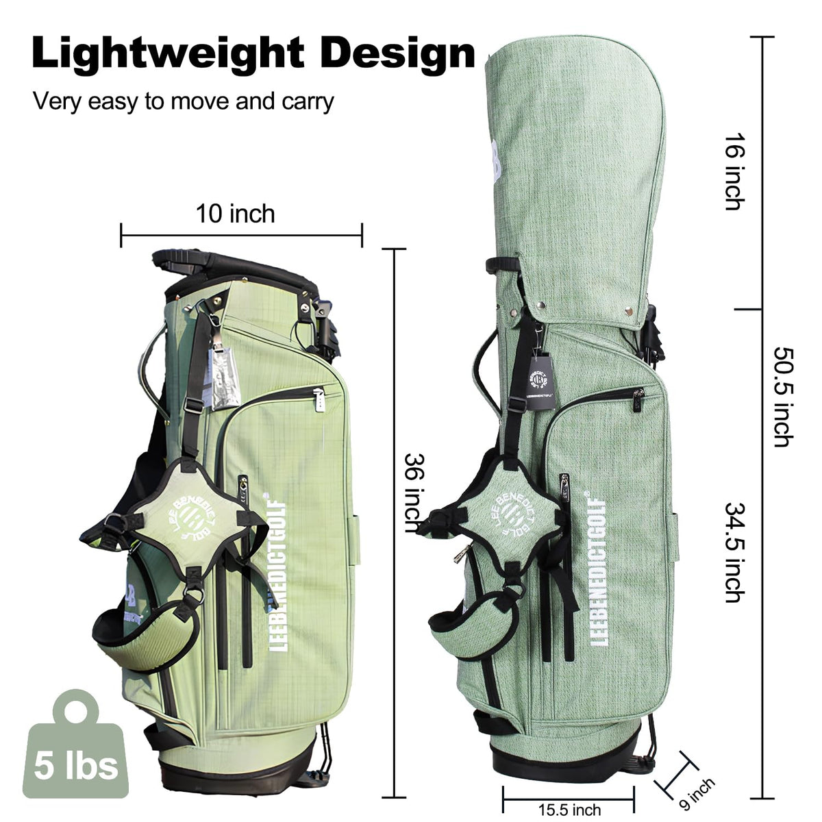 LEE BENEDICT GOLF stand bag with dual handles and padded straps for comfortable carrying