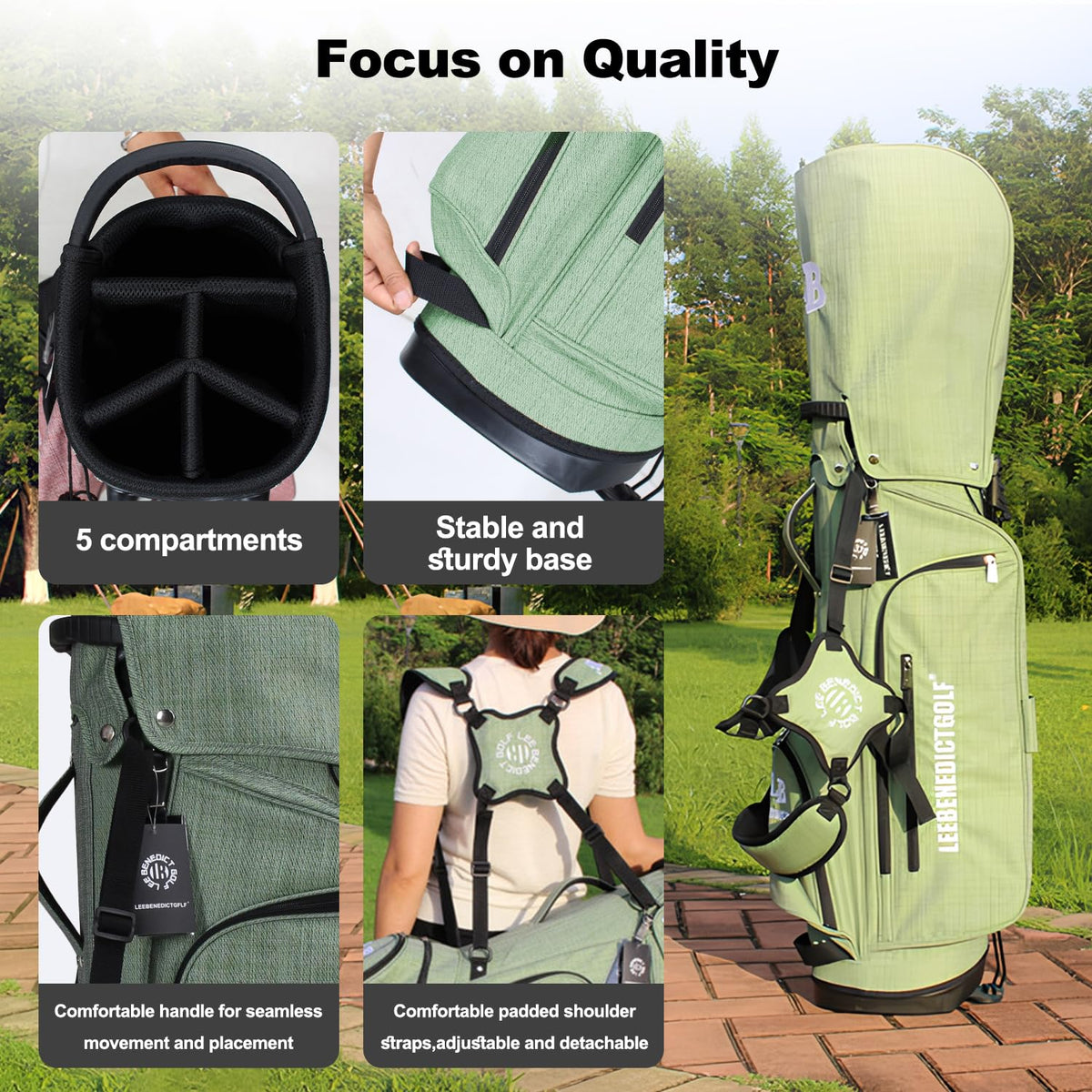 LEE BENEDICT GOLF stand bag with waterproof nylon designed for weather resistance on the course