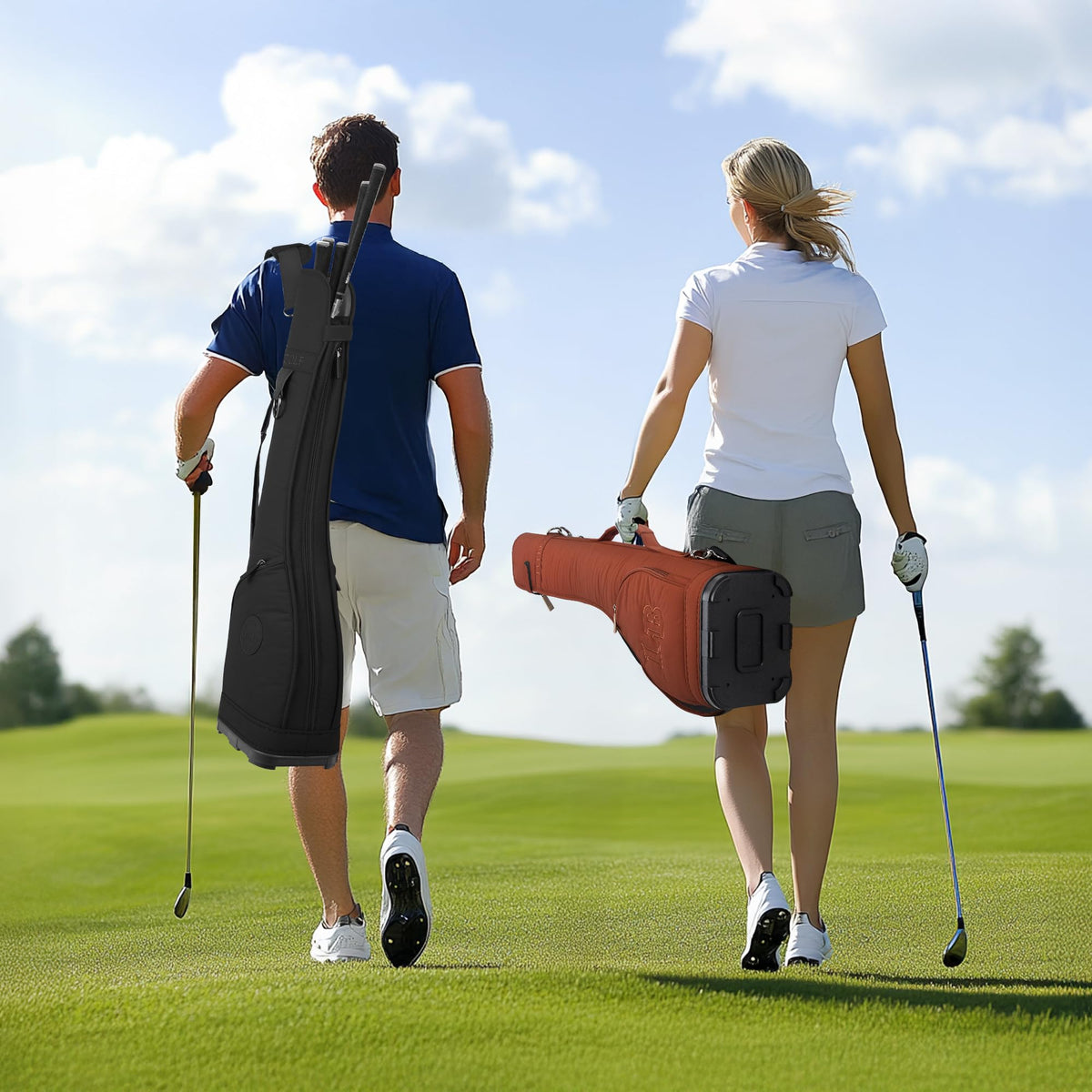 Lee Benedict Golf travel bag used on driving range for quick rounds and trips.