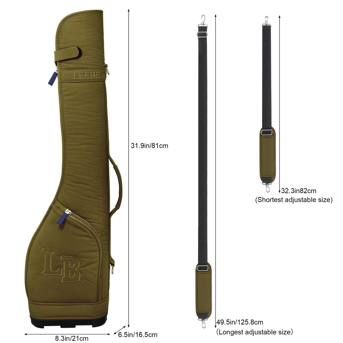 Lee Benedict Golf adjustable shoulder strap; versatile carrying options.