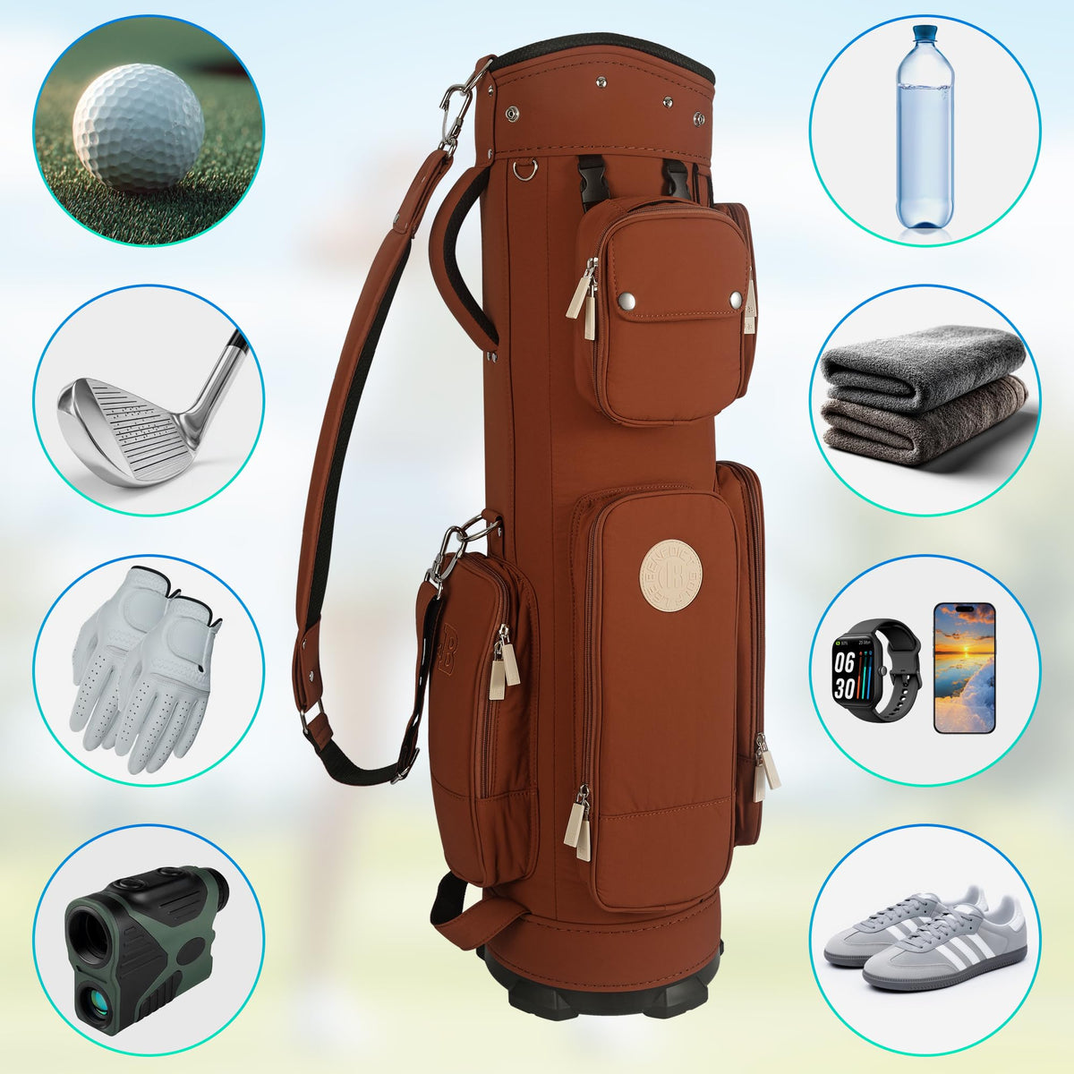 LEE BENEDICT GOLF includes umbrella holder for quick access on the course.