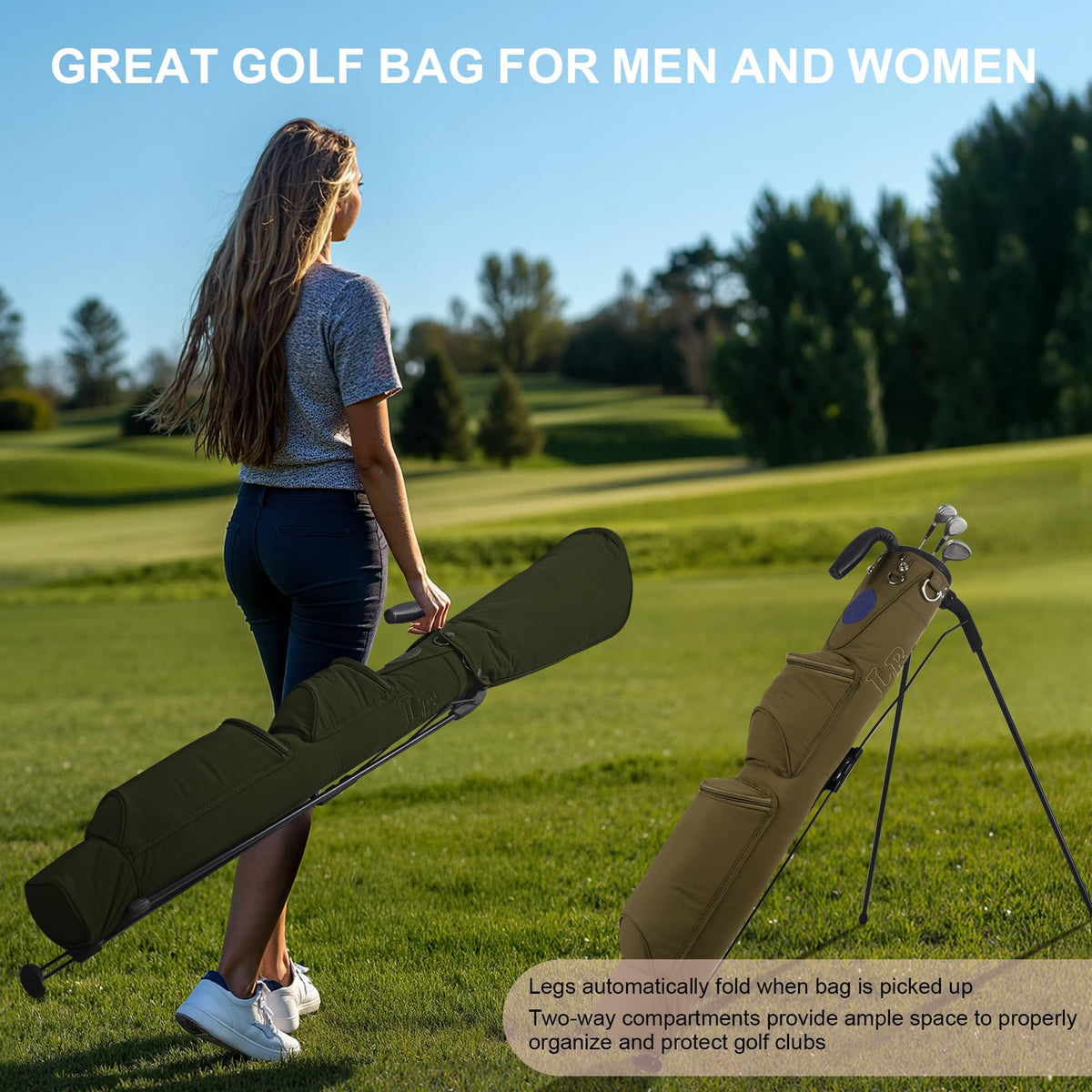 LEE BENEDICT GOLF in use on a driving range for quick club access.