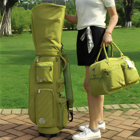 LEEBENEDICT GOLF L&B 5 Way bag on cart during a round.