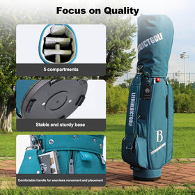 LEE BENEDICT GOLF L&B bag interior compartments keeping clubs neatly separated.