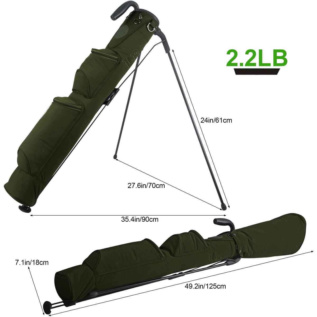 LEE BENEDICT GOLF bag side handle view, easy to carry between practice spots.