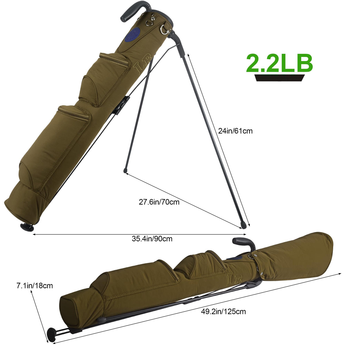 LEE BENEDICT GOLF compact carry handle showcases easy transport between practice areas.