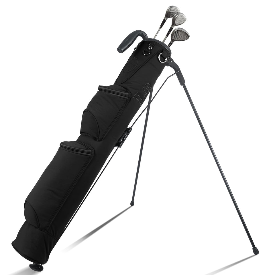 lee benedict golf lightweight stand bag top view; easy carry for walking rounds.