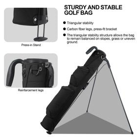 lee benedict golf retractable stand deployed; stable support on ground.