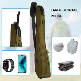 Lee Benedict Golf waterproof nylon fabric; protects clubs in wet conditions.