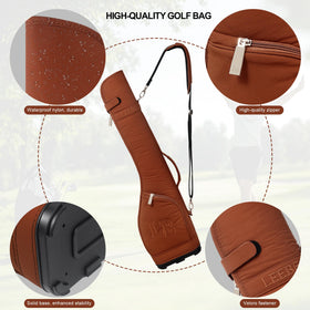 LEE BENEDICT GOLF waterproof nylon fabric protects gear on wet days.