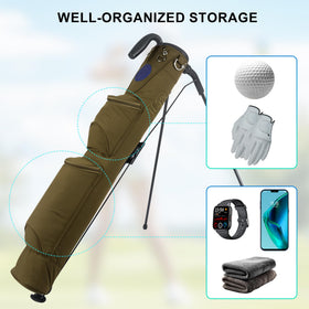 LEE BENEDICT GOLF waterproof pockets with rain cover protect essentials in wet weather.