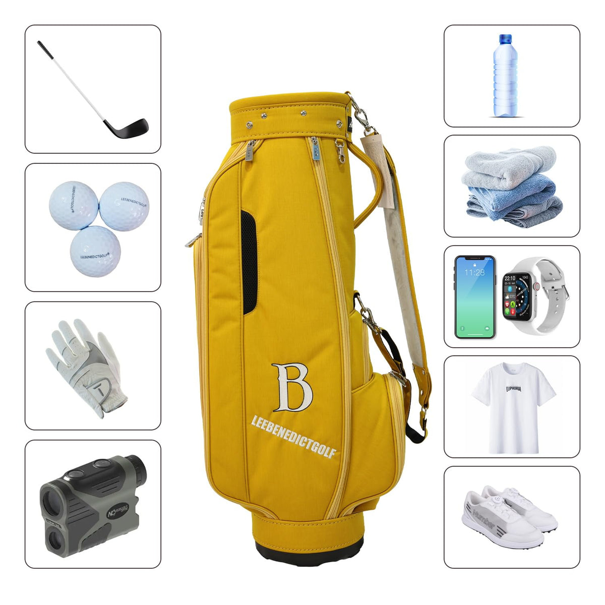 LEEBENEDICT GOLF L&B 5 Way Bag base demonstrates stability on varied surfaces