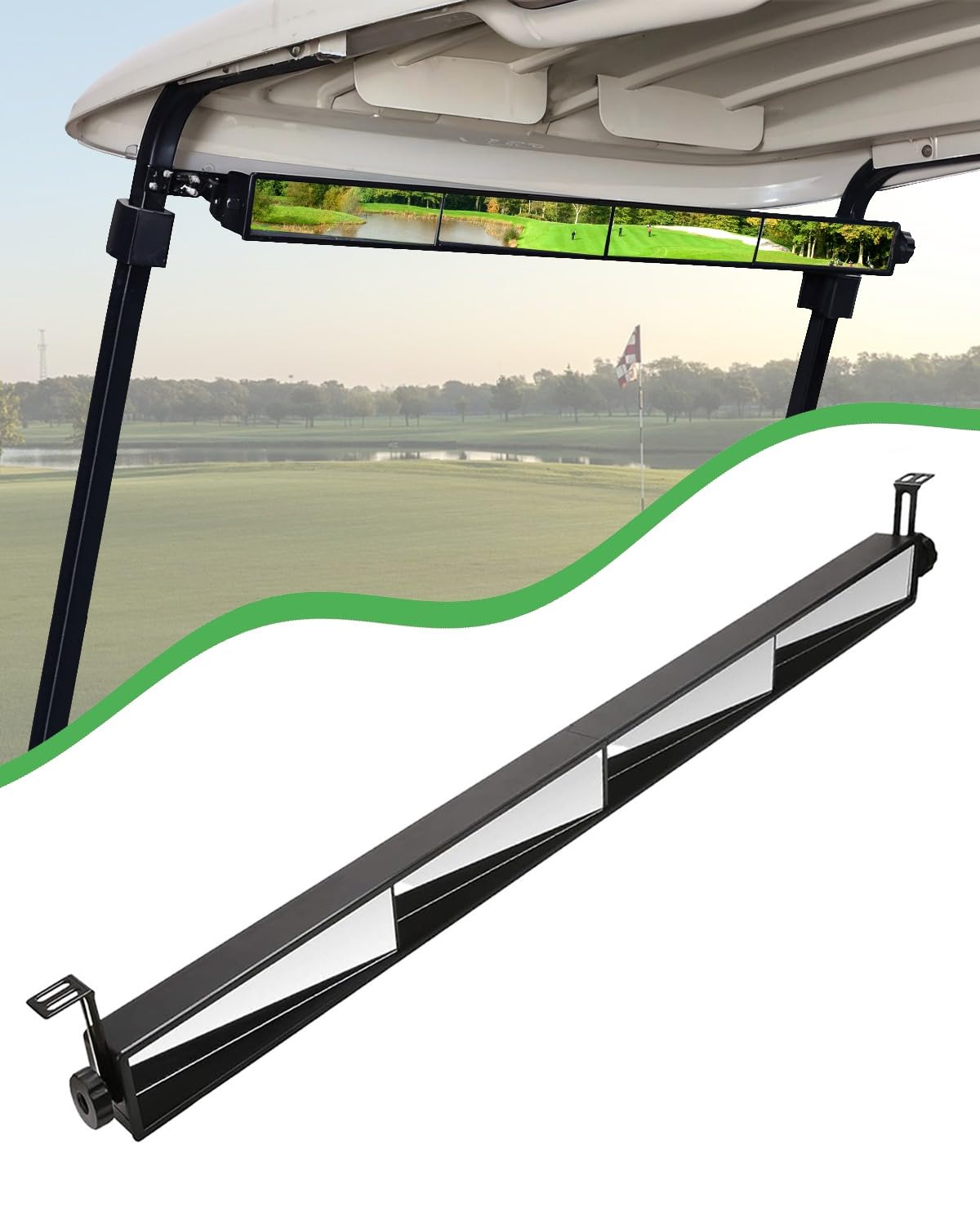 LEETOTOP 4-panel golf cart rear view mirror shown from side for expanded view
