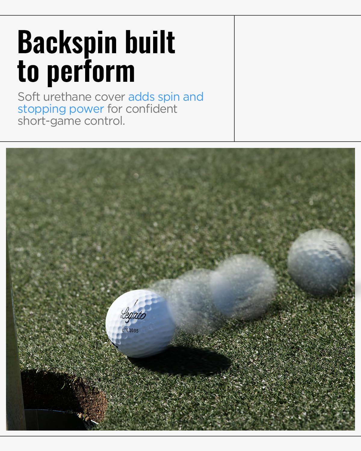 Legato LTX3085 white golf ball—high visibility and versatile distance performance.