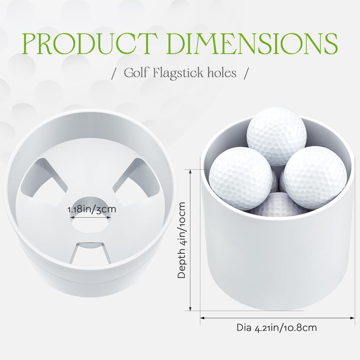 Leitee golf hole cup with flagpole for quick alignment during drills.