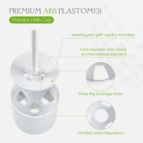 Leitee golf hole cup three-hole design promotes drainage and cleaner balls.