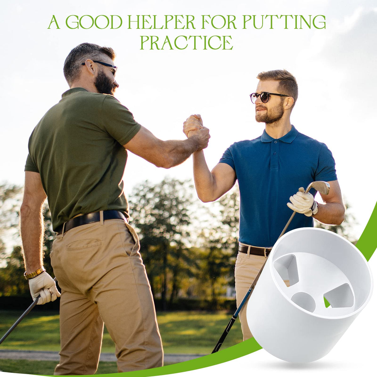 Leitee golf hole cup white color ready for backyard putting practice.