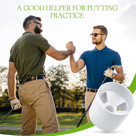 Leitee golf hole cup white color ready for backyard putting practice.