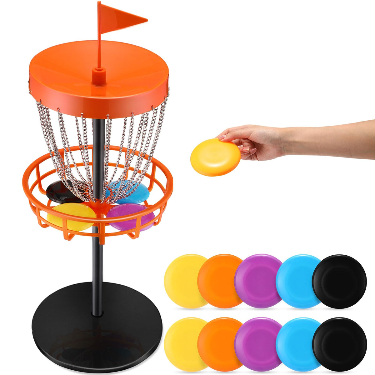 Lenwen 29-inch mini golf basket with top cover, ideal for stable outdoor family play.