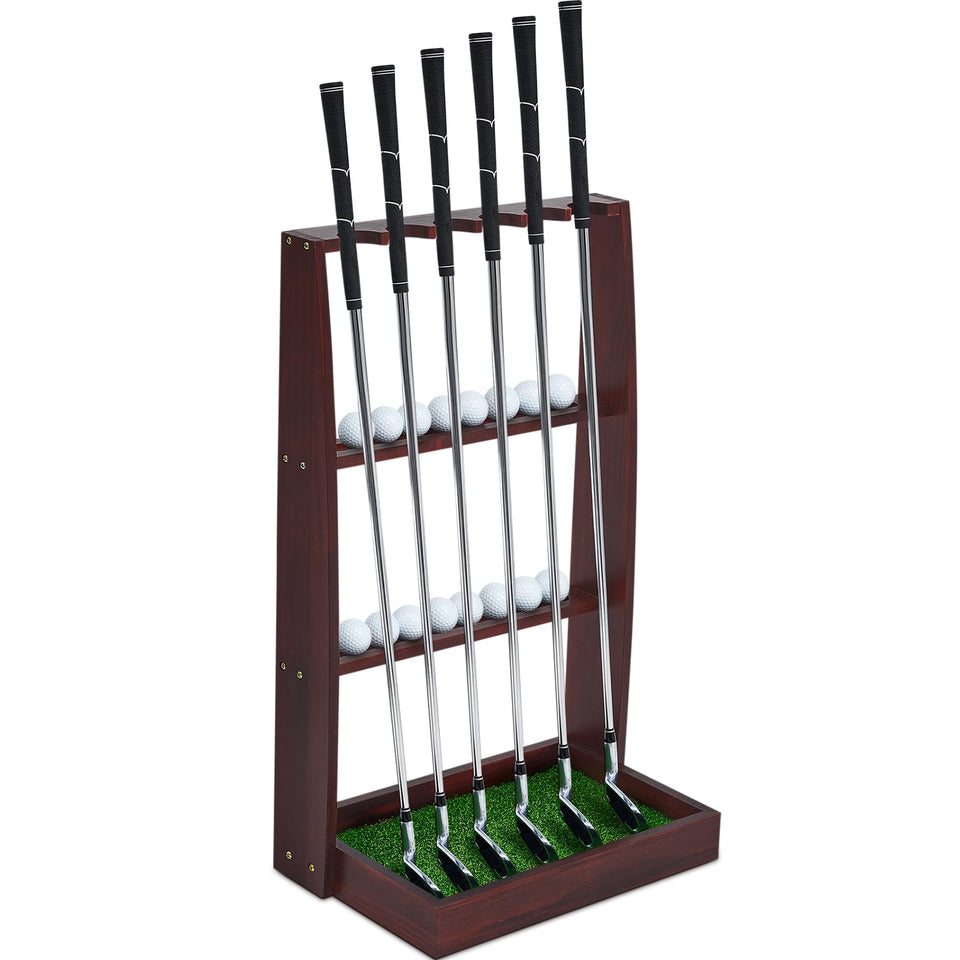 Lenwen golf putter stand holds six clubs and sixteen balls for organized practice sessions