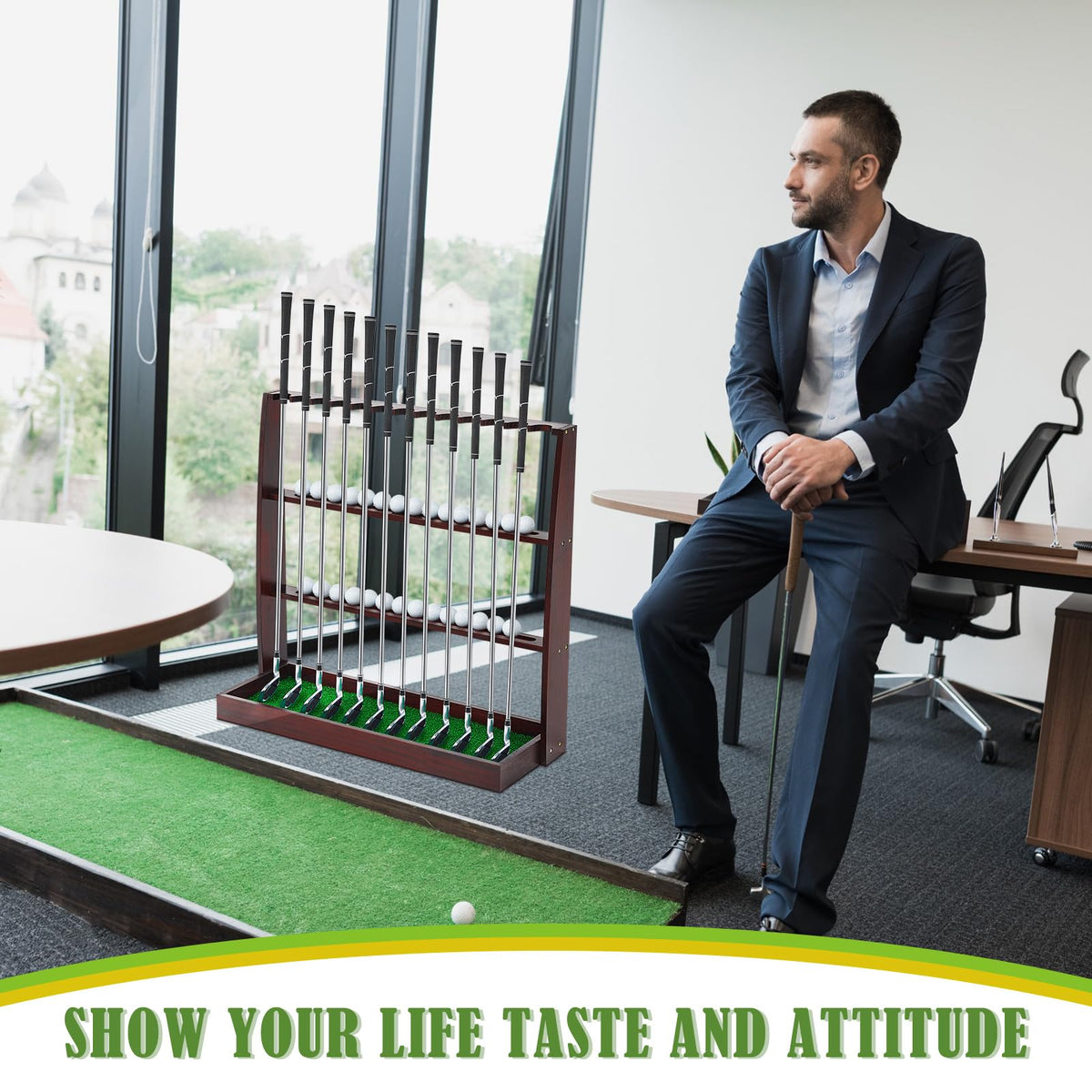 Lenwen golf rack suits home and office decor while organizing gear