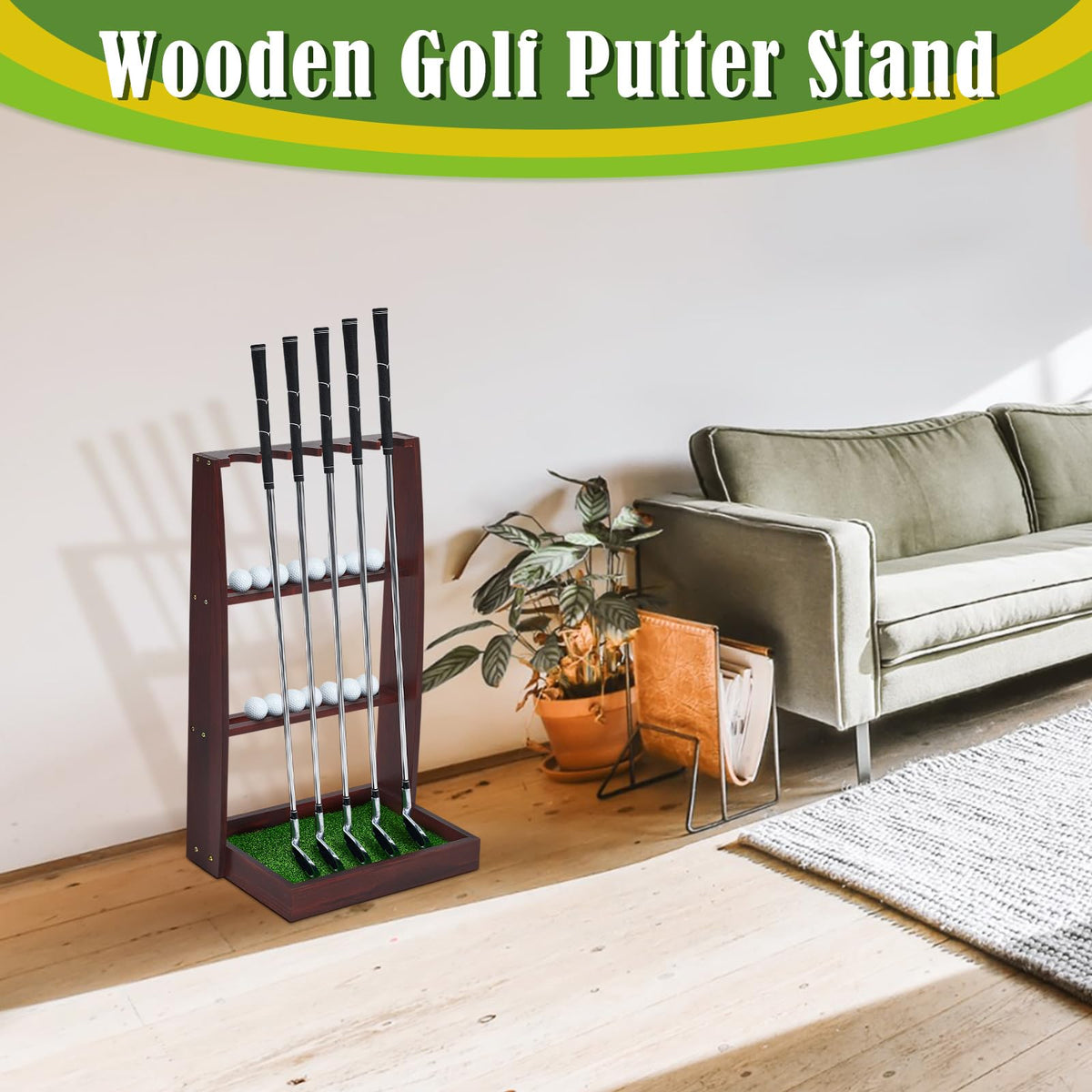 Lenwen golf stand compact for home, office, or gym spaces