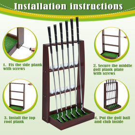 Lenwen pine golf club rack with portable design for easy repositioning