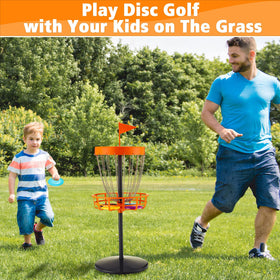 Lenwen portable disc golf basket supports kid-friendly play anywhere.