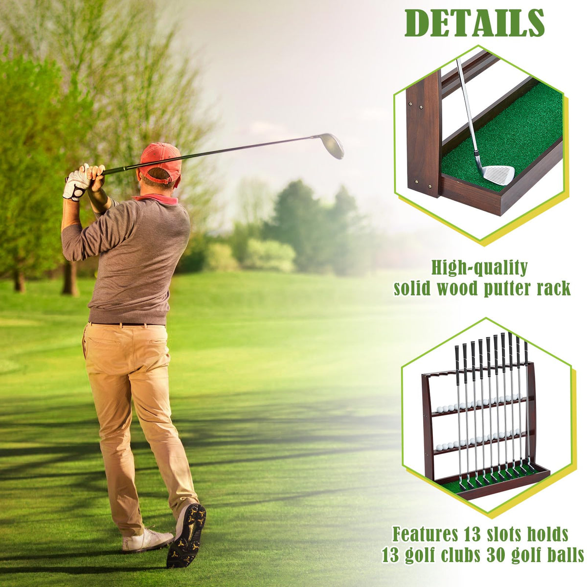 Lenwen putter stand features easy assembly for quick setup