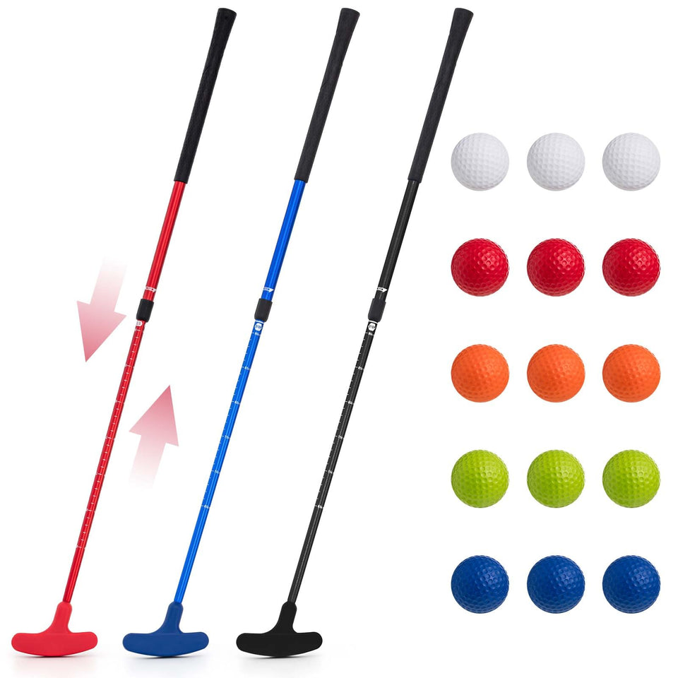 Lenwen blue adjustable putter in hand for versatile practice