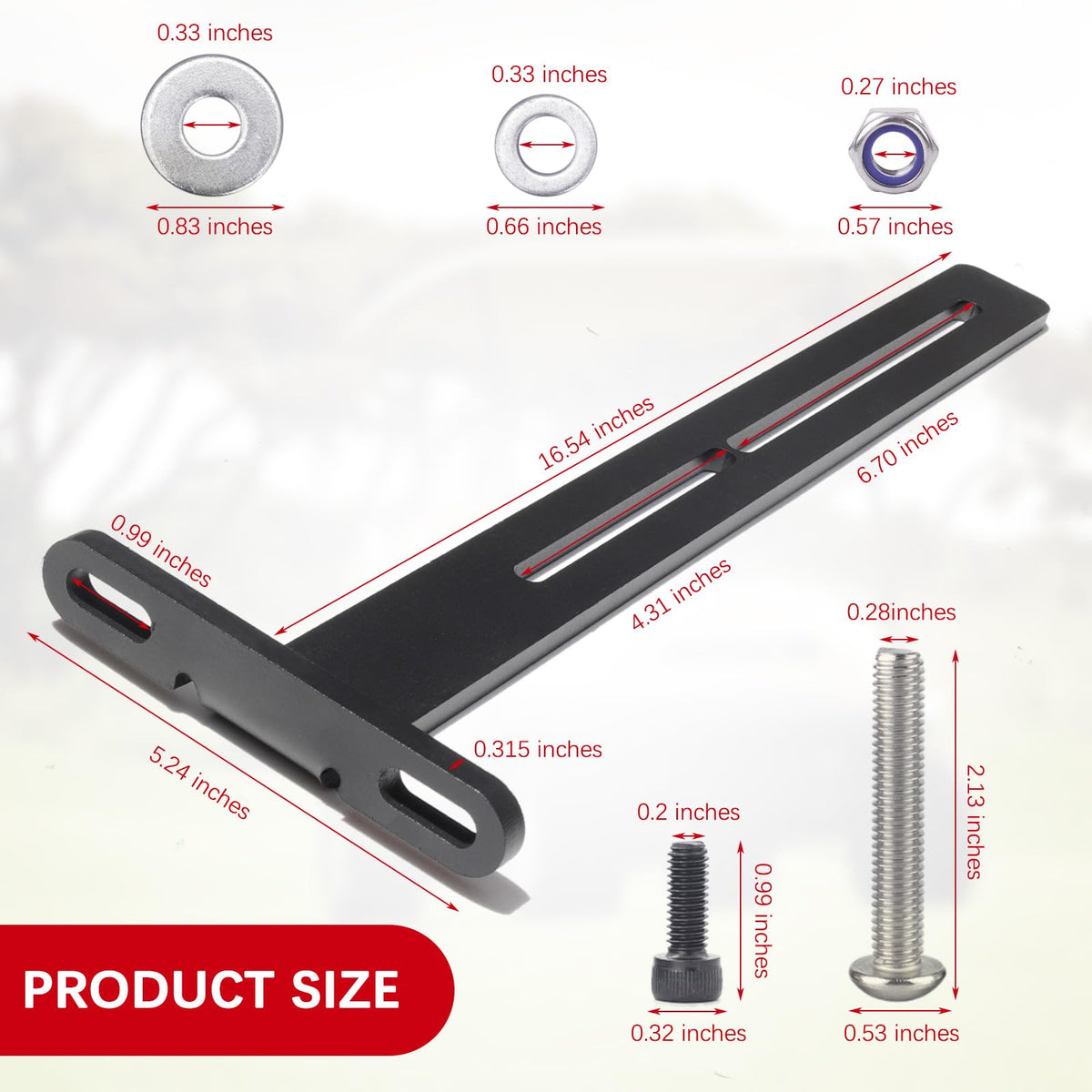 Lesiyou screws and washers secure soundbar mounting on cart.