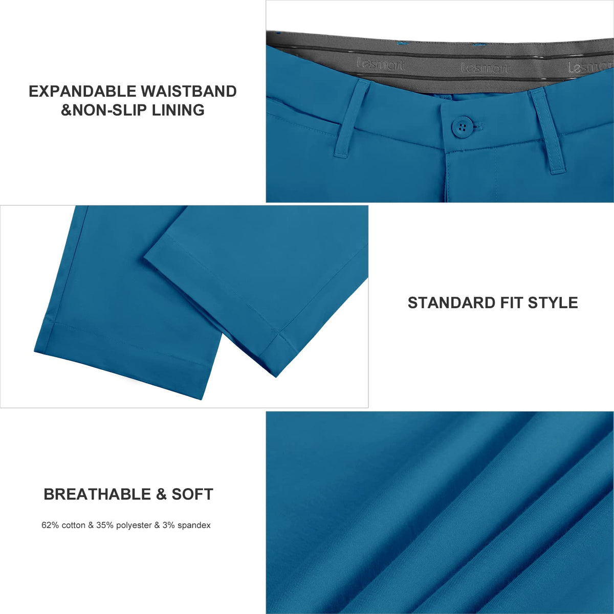 Lesmart relaxed fit at the seat and thigh for mobility.