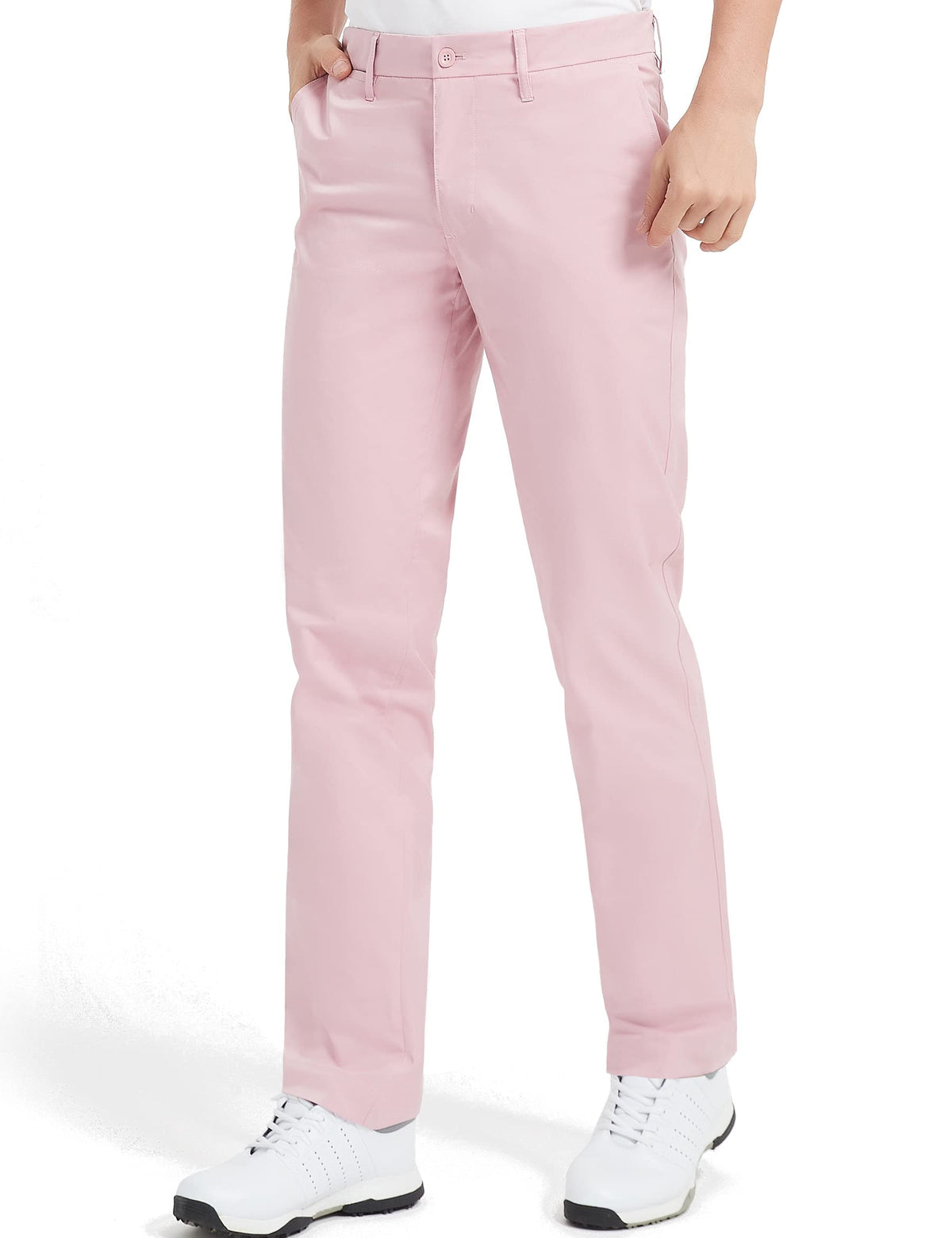 Lesmart Men Golf Pants Expandable Waistband front view for all-day comfort on the course.