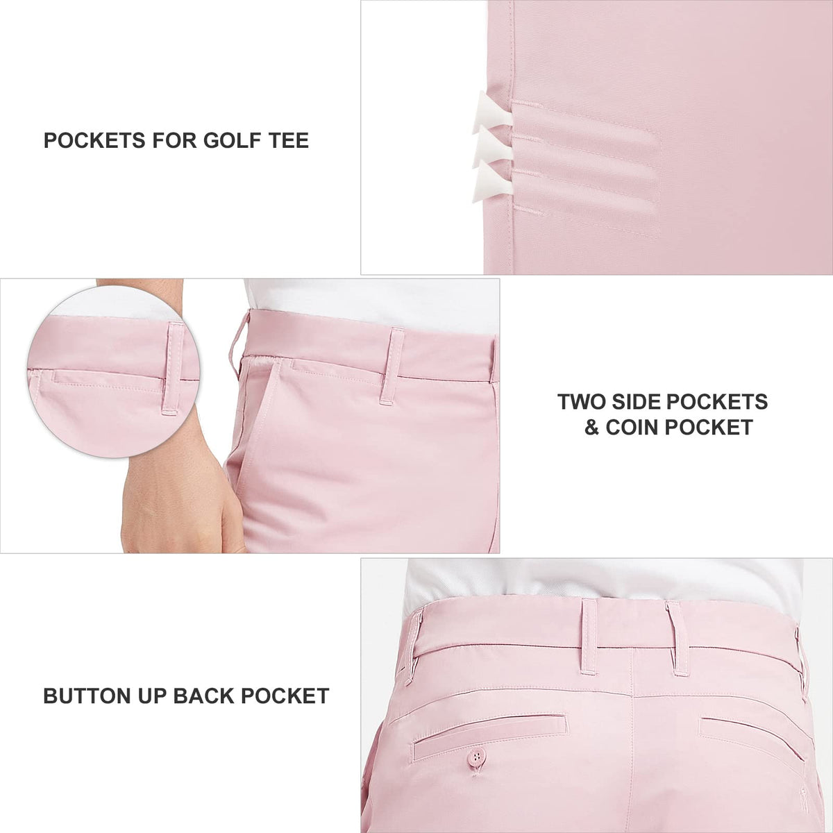 Lesmart men's golf pants with stretch fabric for full range of motion.