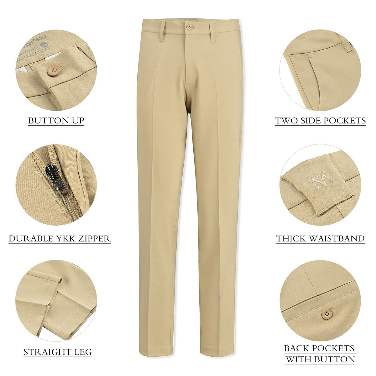 Lesmart men's golf pants offer color options for versatile styling.