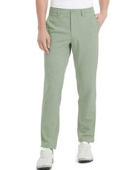 Lesmart men's golf pants front view showing four-way stretch for mobility.