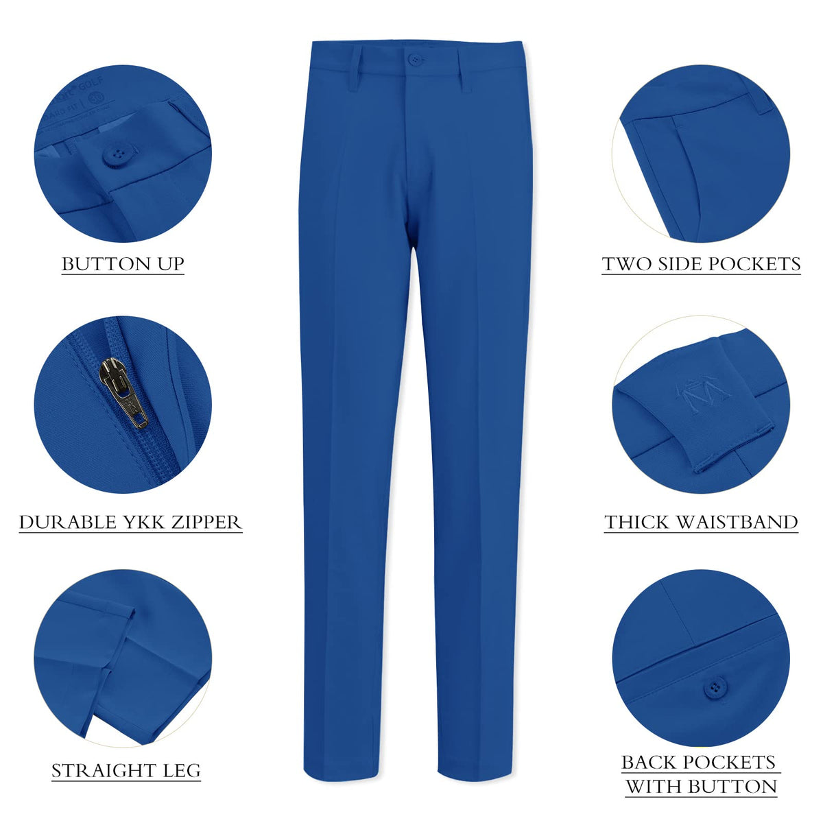 Lesmart waist-closure closeup shows YKK zip fly for secure performance