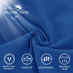 Lesmart royal blue fabric closeup reveals four-way stretch and moisture-wicking texture