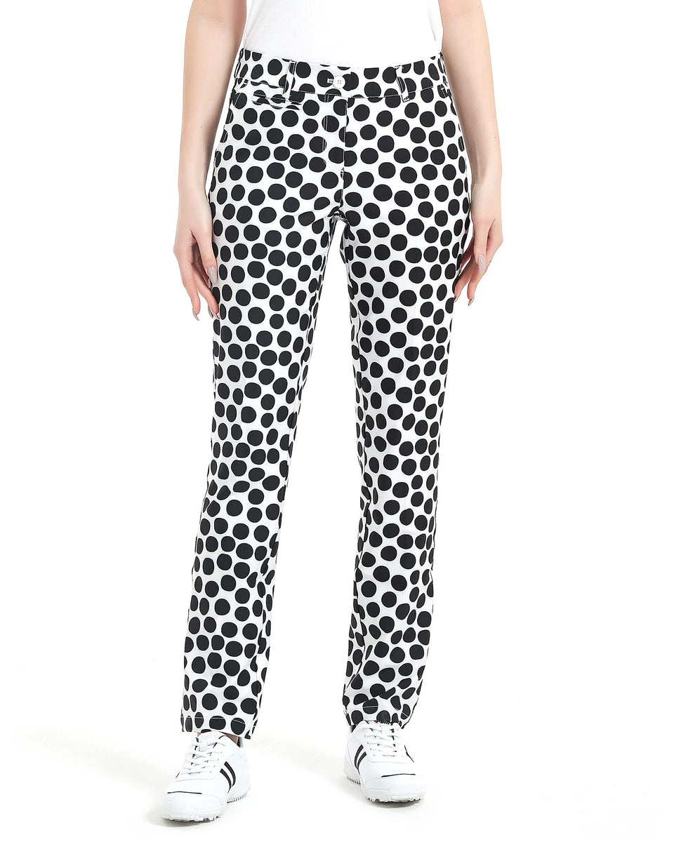Lesmart women's golf pants stretch fabric for maximum on-course mobility.