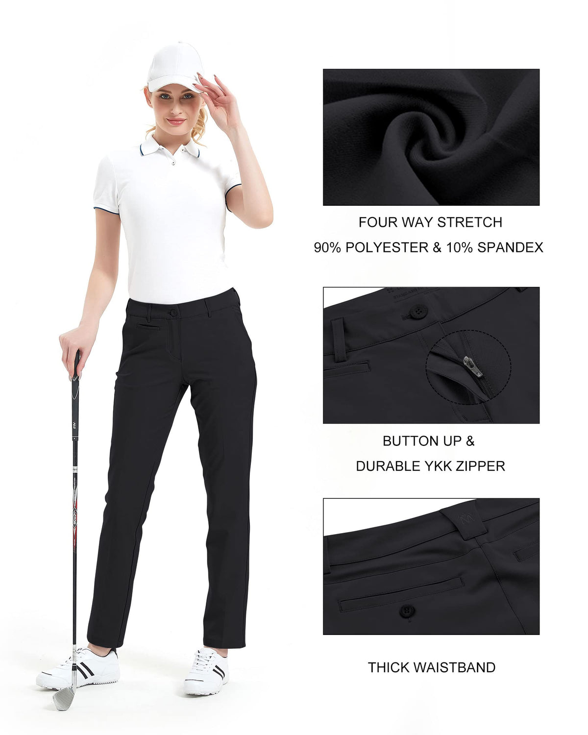 Lesmart women's golf pants straight-leg cut offering relaxed fit and movement