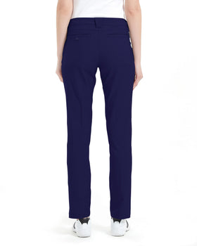 Lesmart women's golf pants back-pocket close-up with button closure for secure storage.